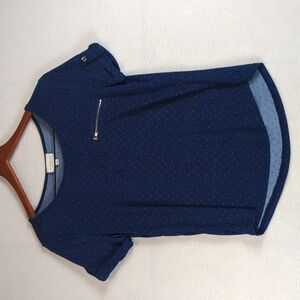 The Workshop Blue & Red Patterned‎ Zipper Boxy Blouse M